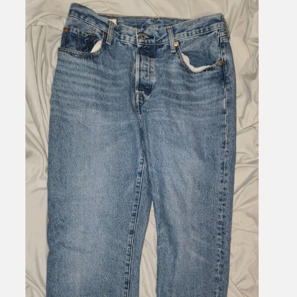 Vintage Levis fly 501 90s Levis Size 30x31 Jeans Straight Denim Blue Mens Big E